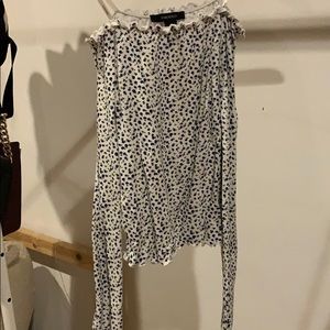 Strapless blue floral print top